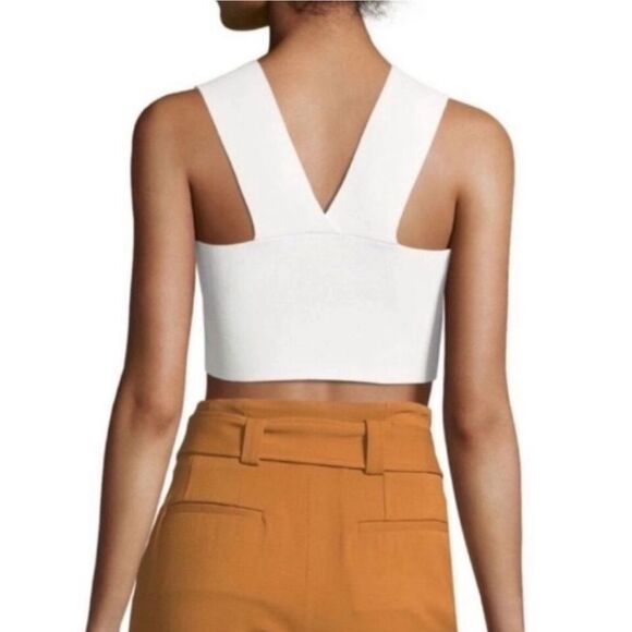 A.L.C. Size XS Lia Rib Knit Crop Tank Top White Coastal Clean Girl Minimalist - Picture 11 of 11